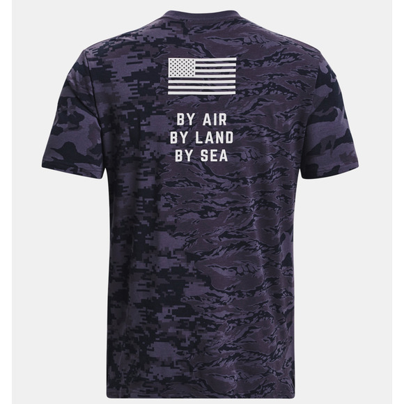 Under Armour Project Rock Mens Small T-Shirt 1373584 Blue Camo Veterans Day $45 - Picture 6 of 6